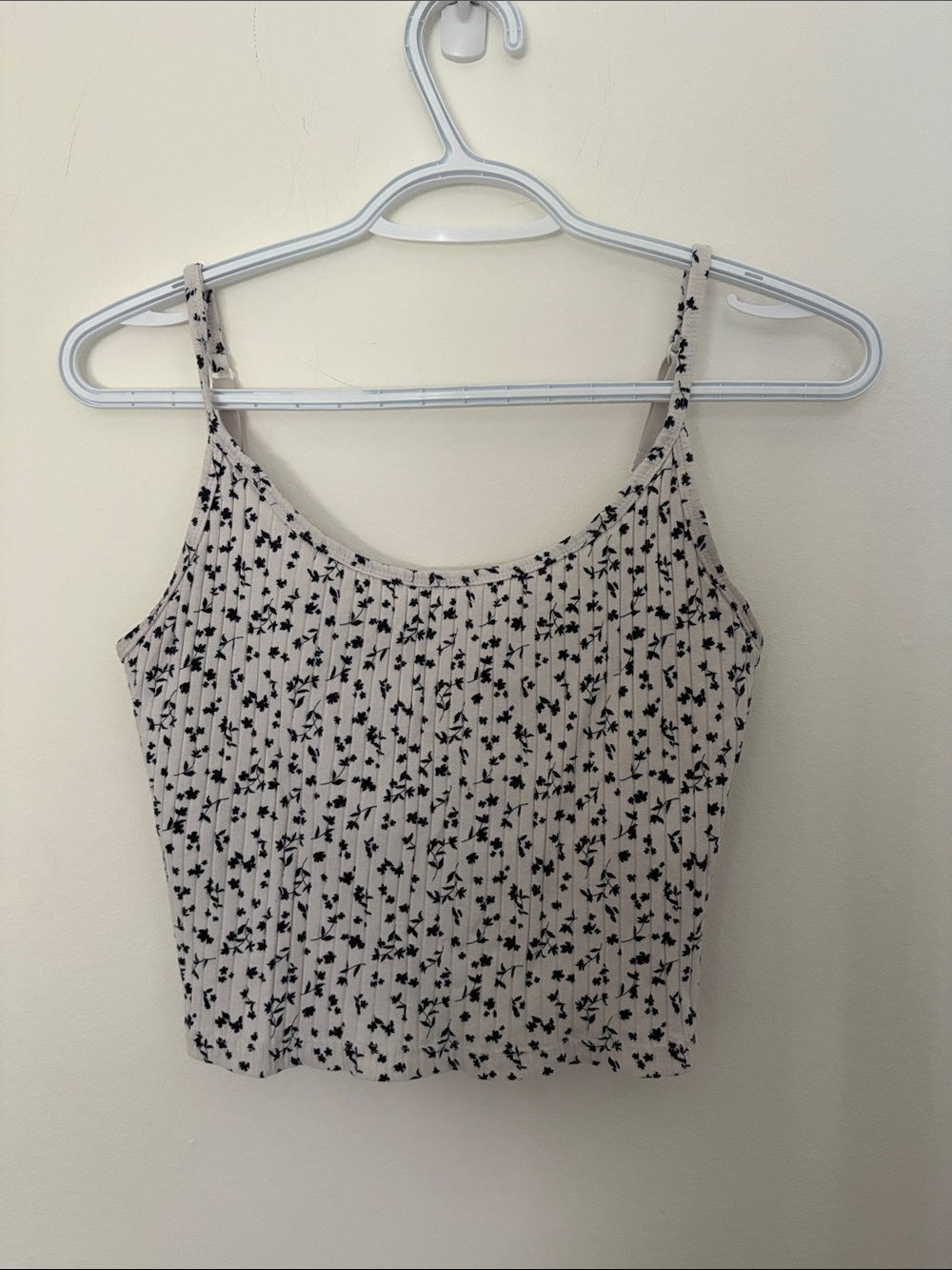 Old Navy White Tank with Black Floral Print